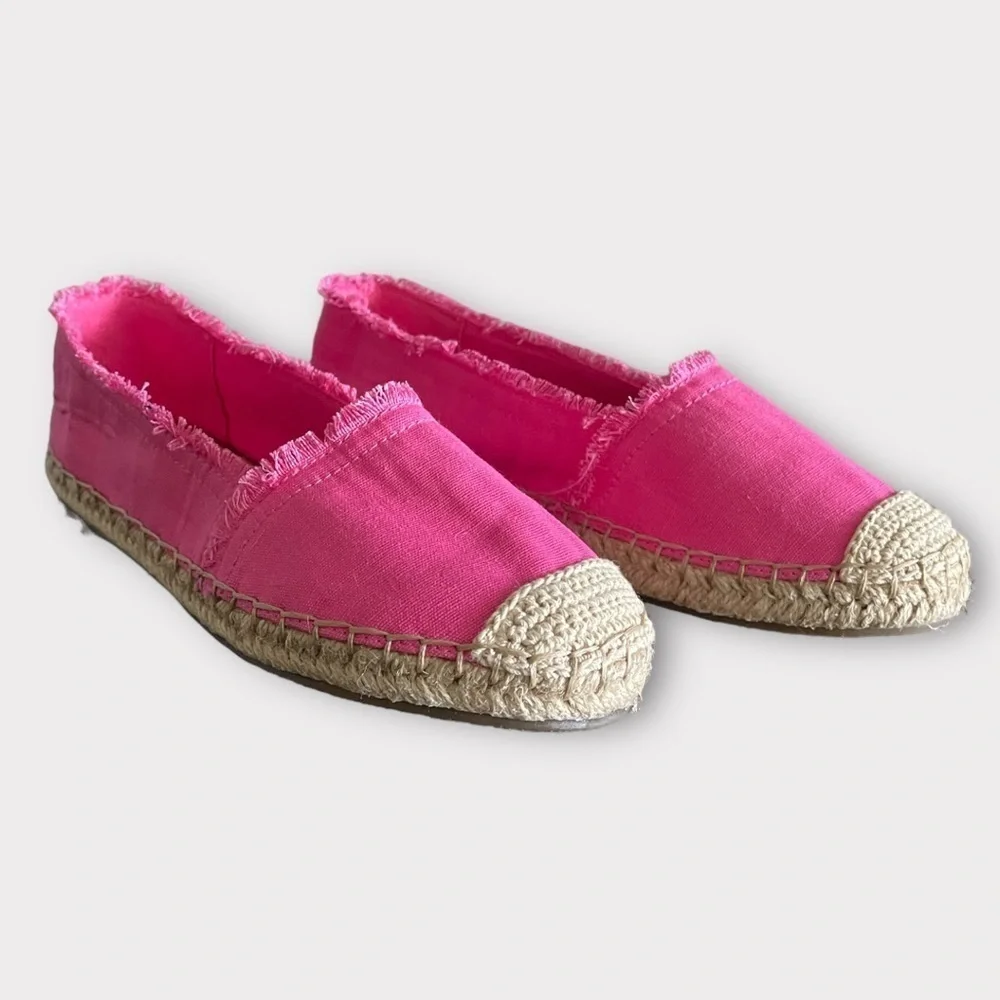 Fuchsia Canvas Espadrilles | Nine West Slip-On Flats | Size 5 | Cruise